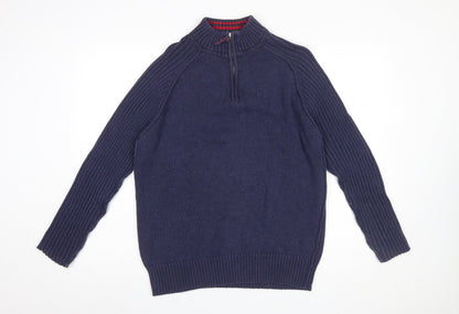Mens UK Size M B.U.M. Equipment Blue 1/4 Zip Jumper
