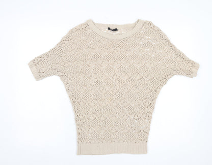 Womens UK Size XS Amisu Beige Pullover Jumper