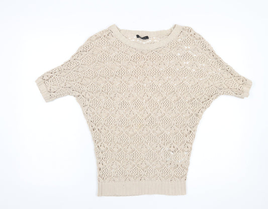 Womens UK Size XS Amisu Beige Pullover Jumper