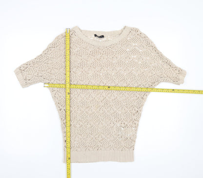 Womens UK Size XS Amisu Beige Pullover Jumper
