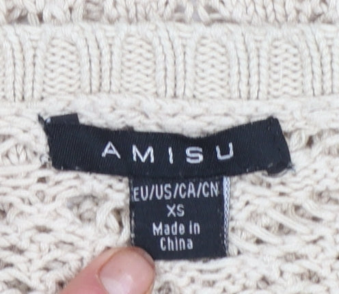 Womens UK Size XS Amisu Beige Pullover Jumper