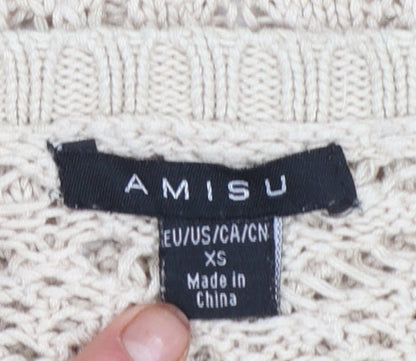 Womens UK Size XS Amisu Beige Pullover Jumper