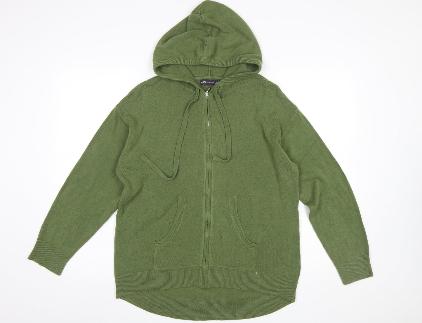 Womens UK Size M Marks and Spencer Green Full Zip Jumper