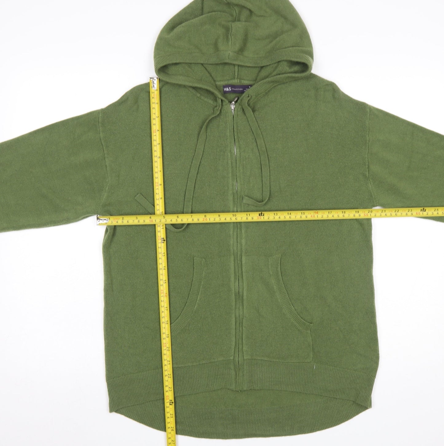 Womens UK Size M Marks and Spencer Green Full Zip Jumper