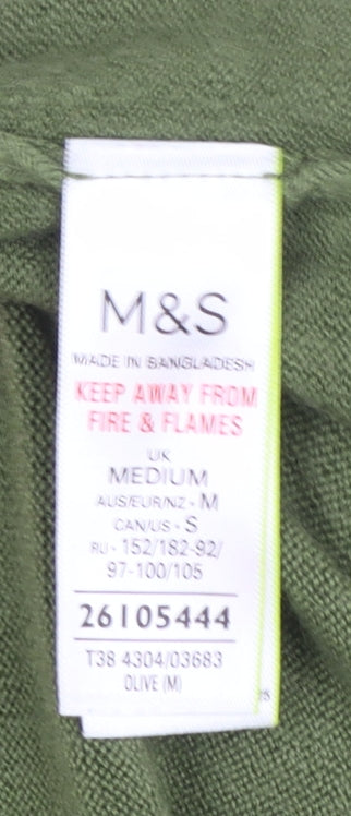Womens UK Size M Marks and Spencer Green Full Zip Jumper