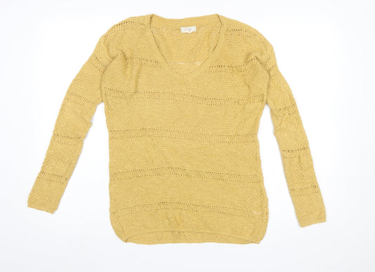 Womens UK Size 8 Fat Face Yellow Pullover Jumper
