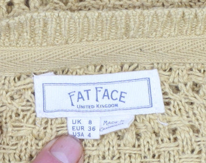 Womens UK Size 8 Fat Face Yellow Pullover Jumper