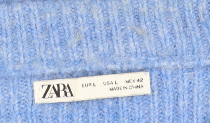 Womens UK Size L Zara Blue Pullover Jumper