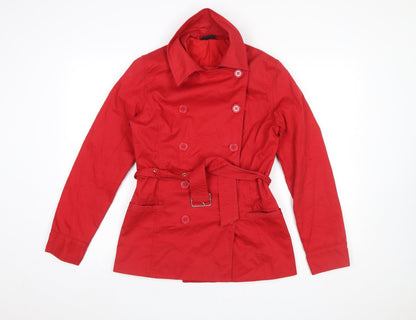 Womens UK Size 10 Logo Red Trench Coat