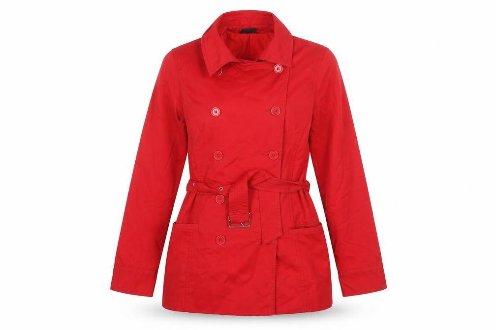 Womens UK Size 10 Logo Red Trench Coat
