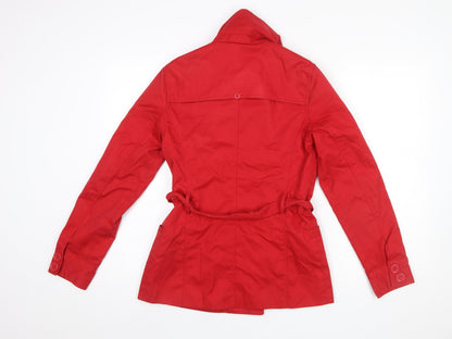 Womens UK Size 10 Logo Red Trench Coat