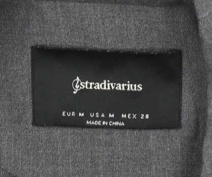 Stradivarius Women Grey Cropped Double-Breasted Blazer Size 12 Tailored