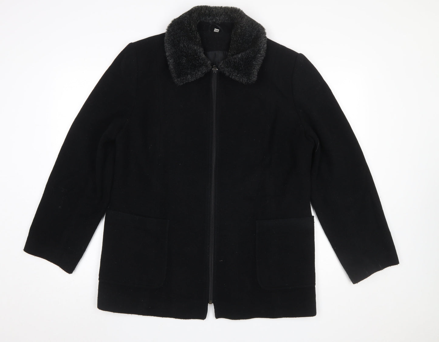 Womens UK Size 14 Eleganze Black Overcoat