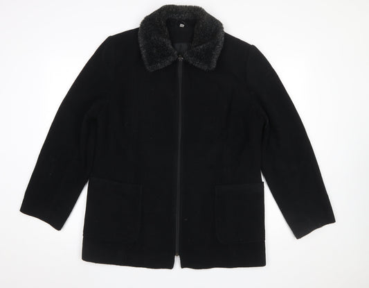 Womens UK Size 14 Eleganze Black Overcoat
