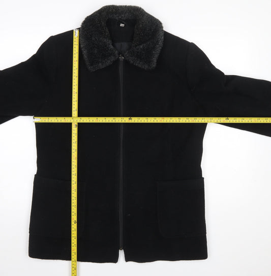 Womens UK Size 14 Eleganze Black Overcoat