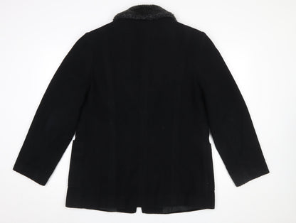 Womens UK Size 14 Eleganze Black Overcoat