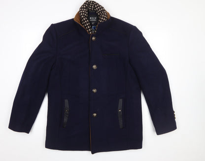 Mens UK Size L AIERMA Blue Overcoat