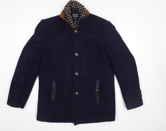 Mens UK Size L AIERMA Blue Overcoat
