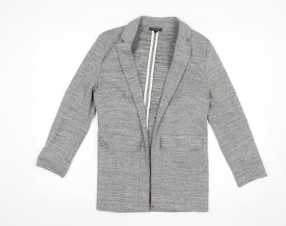 Topshop Womens Grey Cotton Blend Blazer Jacket UK 6 Regular Fit