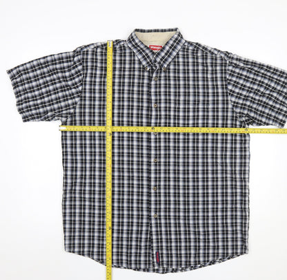 Wrangler Men Blue Check Short Sleeve Button-Up Shirt L