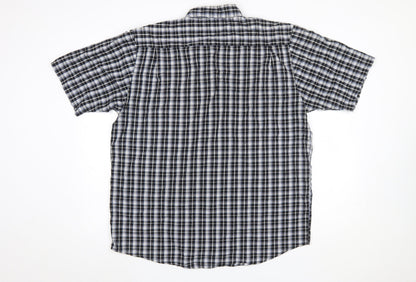Wrangler Men Blue Check Short Sleeve Button-Up Shirt L