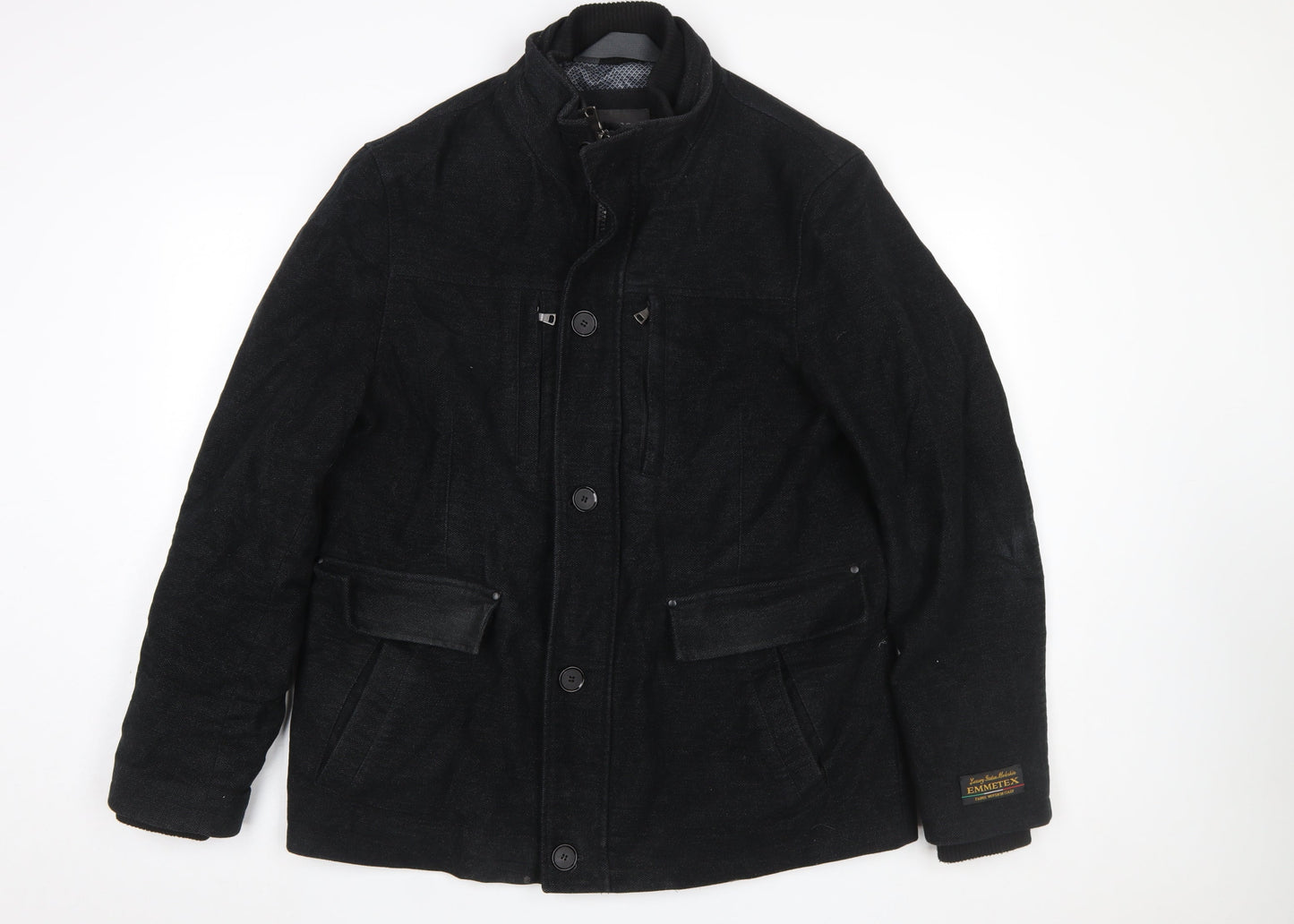 Marks and Spencer Men's Black Cotton Blend Military Jacket L