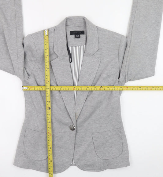 Atmosphere Womens Grey Blazer Size 10 Regular Fit Single Button