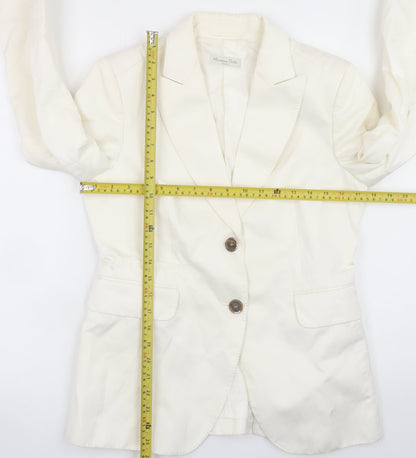 Massimo Dutti Women Ivory Cotton Linen Blazer Size 12