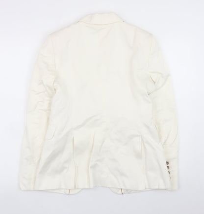Massimo Dutti Women Ivory Cotton Linen Blazer Size 12