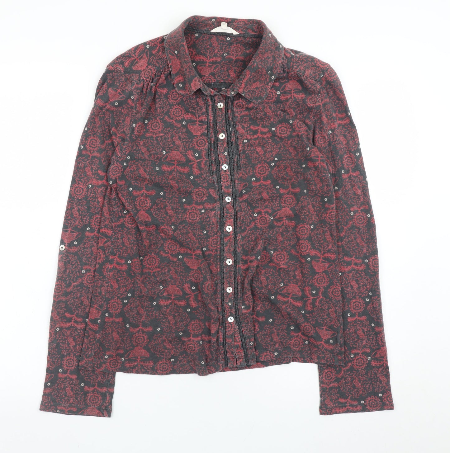 Womens UK Size 12 White Stuff Red Basic Button-Up