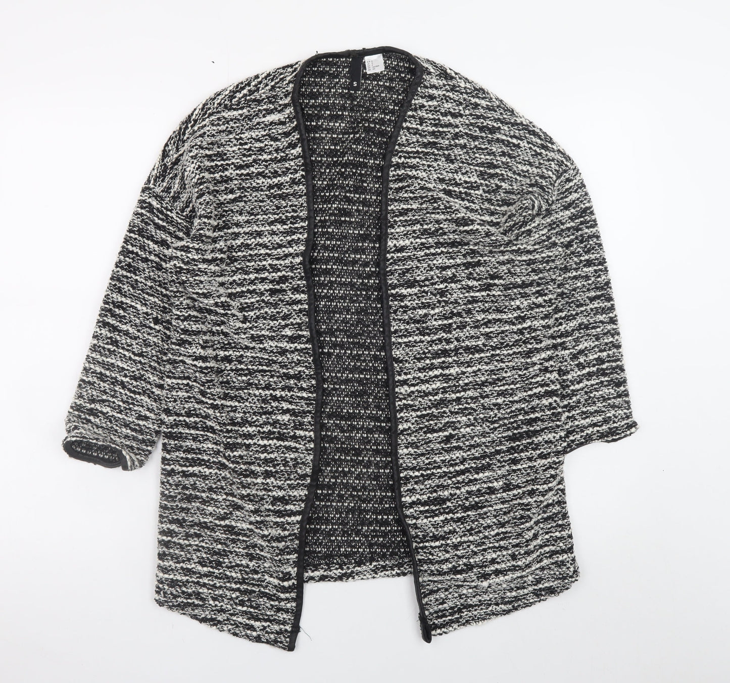 H&M Divided Women Black Knit Coatigan Size S Open Front