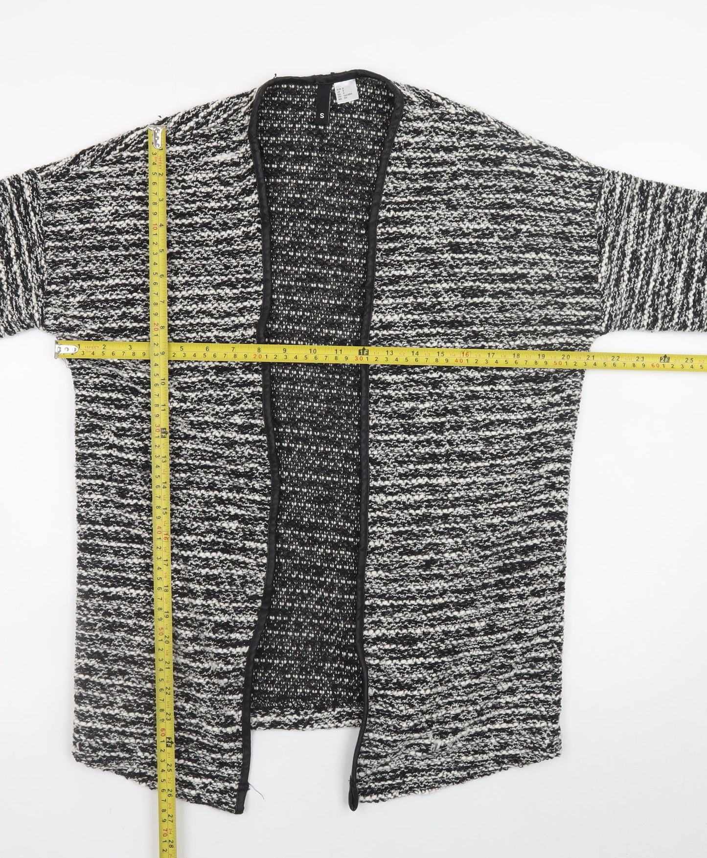 H&M Divided Women Black Knit Coatigan Size S Open Front