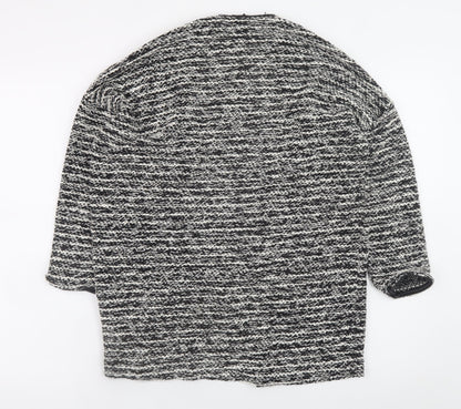 H&M Divided Women Black Knit Coatigan Size S Open Front