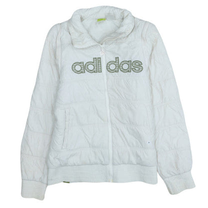 Adidas Womens White Puffer Jacket M Quilted Sports Style