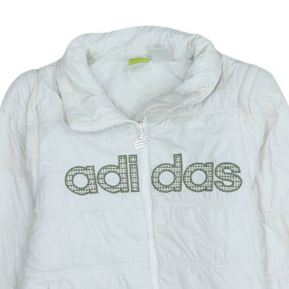 Adidas Womens White Puffer Jacket M Quilted Sports Style