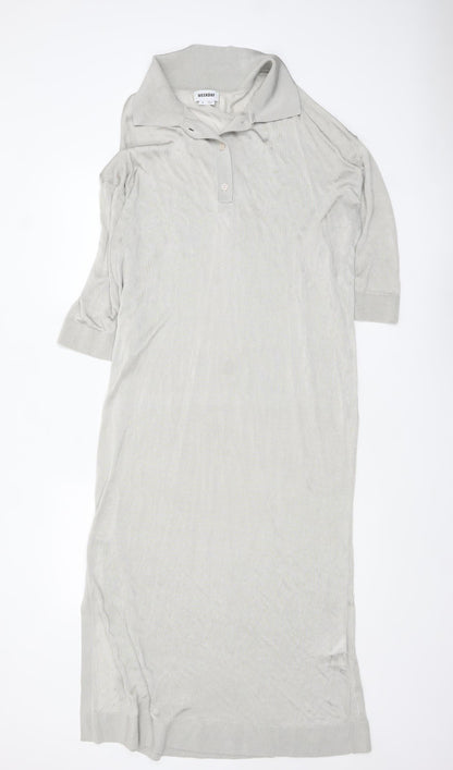 Weekday Women Beige Collared Midi Knit Shirt Dress Size M