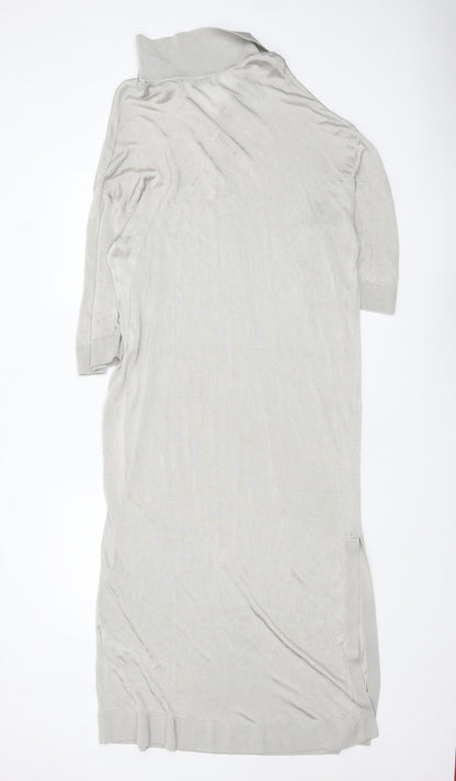 Weekday Women Beige Collared Midi Knit Shirt Dress Size M