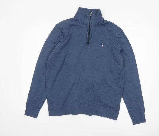 Mens UK Size XL Tommy Hilfiger Blue 1/2 Zip Jumper