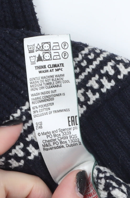 Mens UK Size S Marks and Spencer Blue 1/2 Zip Jumper