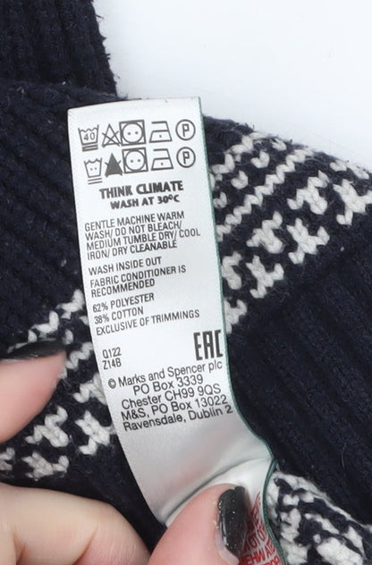 Mens UK Size S Marks and Spencer Blue 1/2 Zip Jumper