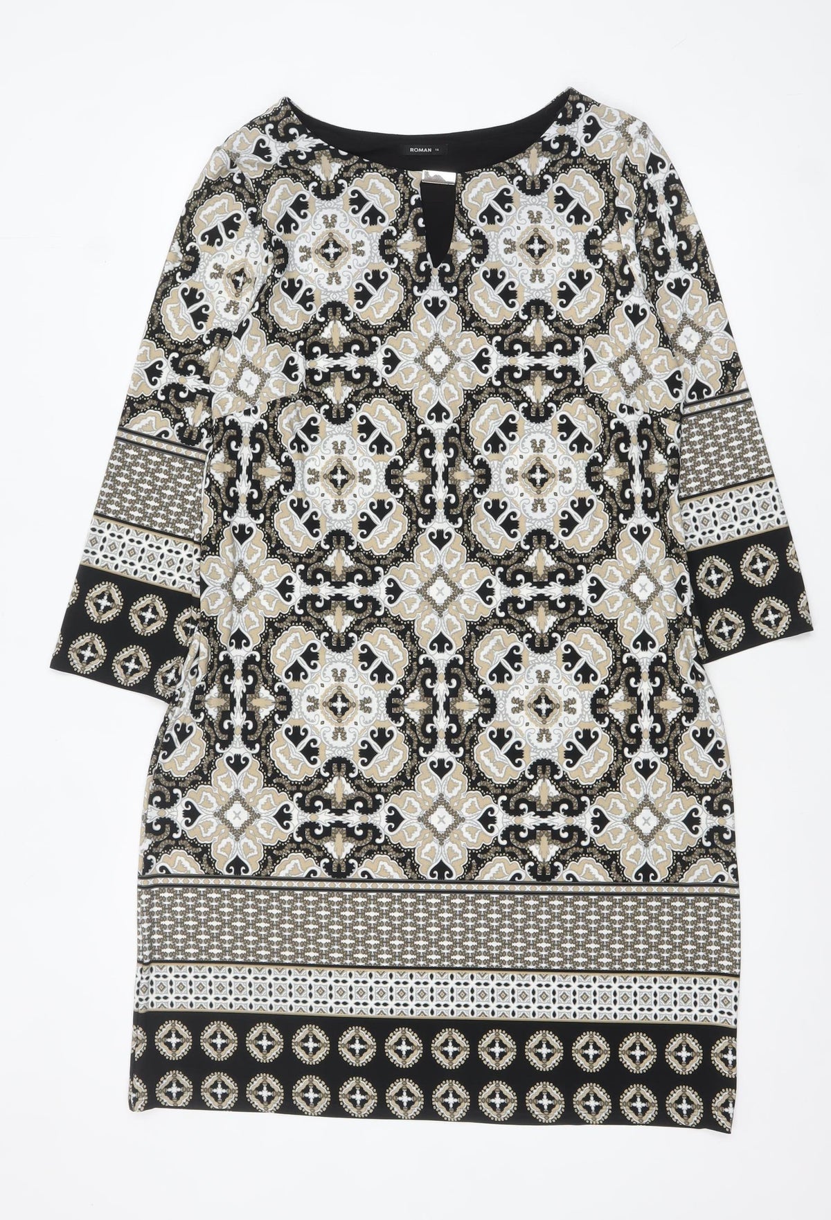 Roman Womens Multicoloured Geometric Shift Dress Size 14