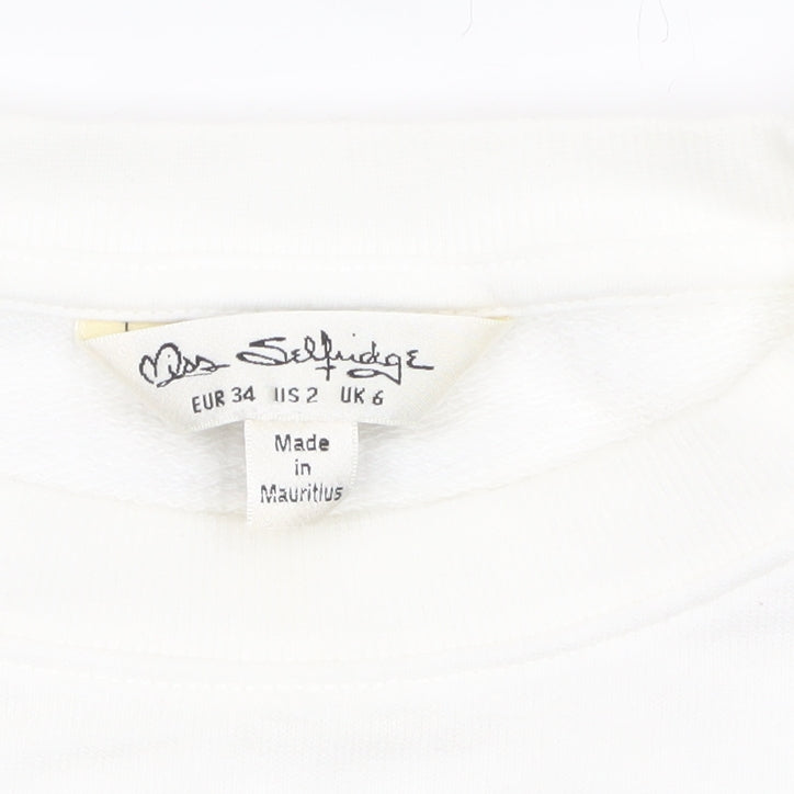 Womens UK Size 6 Miss Selfridge White Pullover Sweatshirt