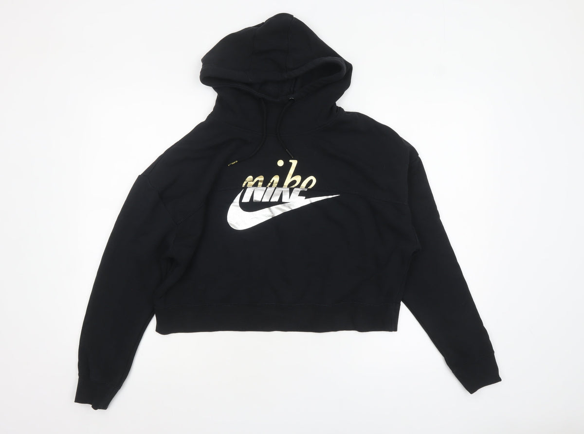 Womens UK Size M Nike Black Pullover Hoodie