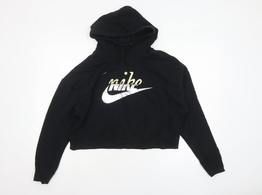 Womens UK Size M Nike Black Pullover Hoodie