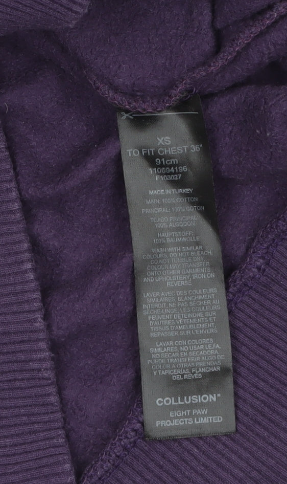Womens UK Size XS COLLUSION Purple Pullover Hoodie