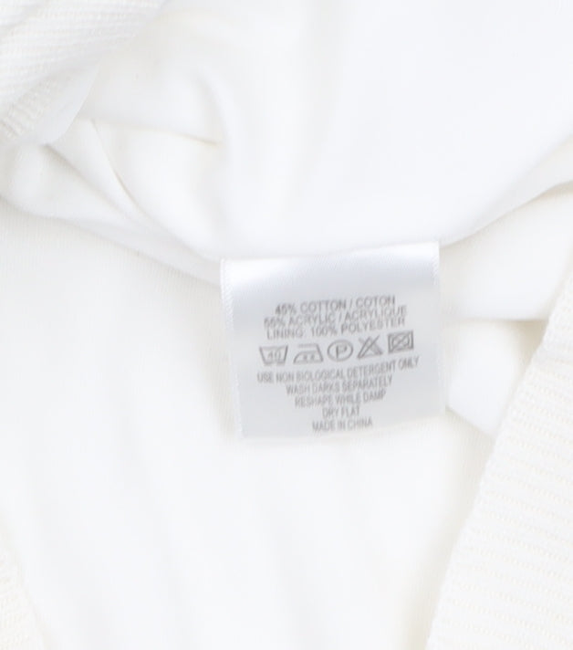 Womens UK Size 10 Green Lamb Ivory 1/2 Zip Jumper