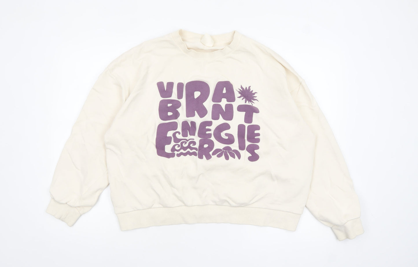Womens UK Size XL Pull & Bear Beige Pullover Sweatshirt