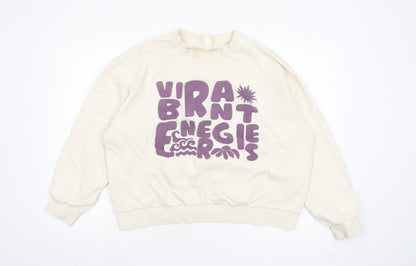 Womens UK Size XL Pull & Bear Beige Pullover Sweatshirt