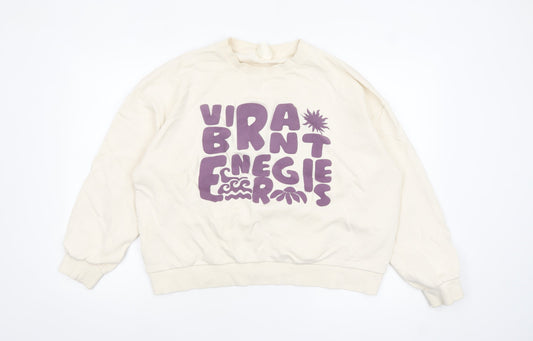 Womens UK Size XL Pull & Bear Beige Pullover Sweatshirt