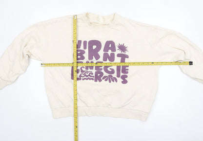 Womens UK Size XL Pull & Bear Beige Pullover Sweatshirt